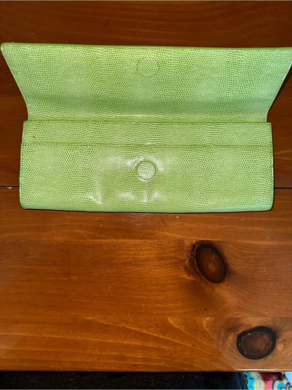Fornash Lizard Embossed Lime Green Clutch
